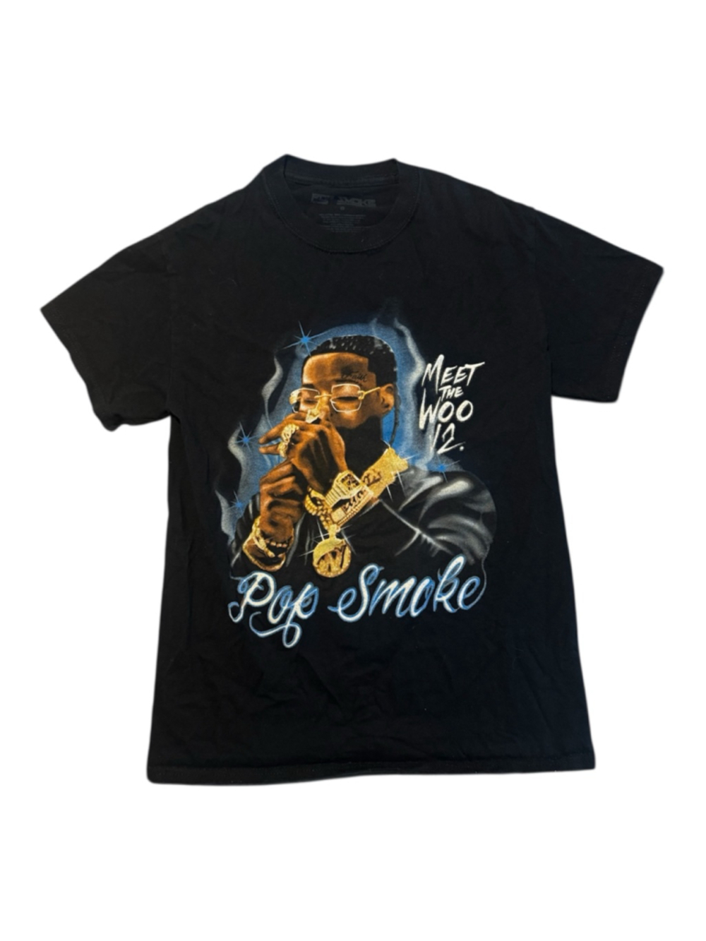 Pop Smoke Meet The Woo 2 Black Short Sleeve Shirt Size Small